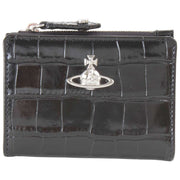 Vivienne Westwood Porte-cartes à rabat fin en relief croco - Noir