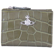 Vivienne Westwood Porte-cartes à rabat fin en relief croco - Kaki