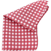 Knightsbridge Neckwear Checked Silk Pocket Square - Red/White