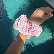 Moon Nude Peony Scrunchie - Rose/Blanc