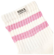 Chaussettes Roka Windsor Stripe Crew - Oeillet Rose