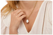 Collier à grosse chaîne avec pendentif en perles Keishi de Pearls of the Orient - Or/Blanc