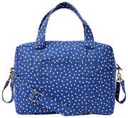 Grand sac bébé en toile de coton Roka Somerset - Bleu marine à pois