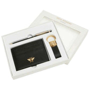 Alice Wheeler London Bow Card Holder Porte-clés et stylo Coffret cadeau de luxe - Noir