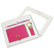 Alice Wheeler London Bow Card Holder Porte-clés et stylo Coffret cadeau de luxe - Rose vif