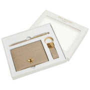 Alice Wheeler London Bow Card Holder Porte-clés et stylo Coffret cadeau de luxe - Beige pierre