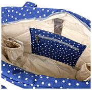 Grand sac bébé en toile de coton Roka Somerset - Bleu marine à pois