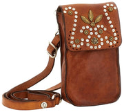 Sac Porte-Téléphone Campomaggi Siena Stud - Cognac Tan