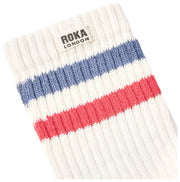 Chaussettes Roka Windsor Stripe Crew - Bleu Côtier/Écarlate