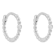 Beginnings Beaded Gemstone Hoop Earrings - Silver