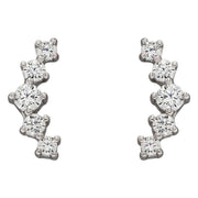 Beginnings Curved Bar Graduated Gemstone Stud Earrings - Silver
