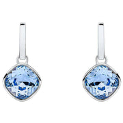 Beginnings Cushion Cut Crystal Drop Stud Earrings - Silver/Blue