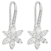 Beginnings Flower Gemstone Drop Earrings - Silver