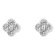 Beginnings Flower Gemstone Stud Earrings - Silver