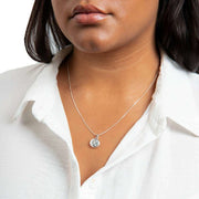 Beginnings Gemstone Round Locket Pendant - Silver