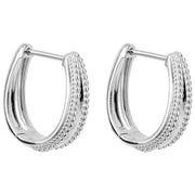 Beginnings Milgrain Edge Chunky Hoop Earrings - Silver