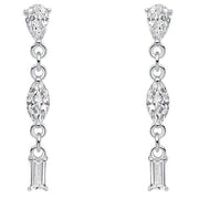Beginnings Mixed Shapes Long Drop Earrings - Silver