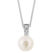 Beginnings Pave Pearl Pendant - Silver/White
