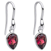Beginnings Pear Shape Crystal Drop Earrings - Silver/Amethyst Purple