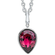 Beginnings Pear Shape Crystal Pendant - Silver/Amethyst Purple