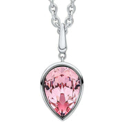 Beginnings Pear Shape Crystal Pendant - Silver/Rose Pink