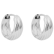 Beginnings Plain Chunky Rope Hoop Earrings - Silver