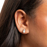 Beginnings Shell Pearl with Crystal Stud Earrings - Silver/White
