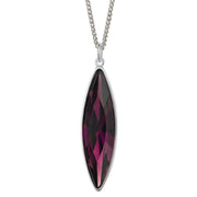 Beginnings Slim Navette Pendant - Silver/Amethyst Purple