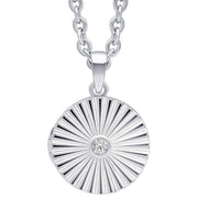Beginnings Sunburst Round Locket Pendant - Silver
