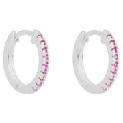 Beginnings Thin Hoop Earrings - Silver/Pink