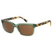 Botaniq Narrow Rectangle Sunglasses - Green/Brown Tort