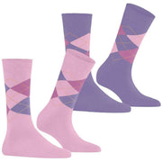 Lot de 2 paires de chaussettes Burlington Everyday Argyle - Berry Pool Pink
