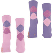 Lot de 2 paires de chaussettes Burlington Everyday Argyle - Berry Pool Pink