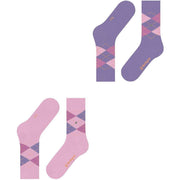 Lot de 2 paires de chaussettes Burlington Everyday Argyle - Berry Pool Pink