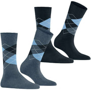 Lot de 2 paires de chaussettes Burlington Everyday Argyle - Bleu denim clair