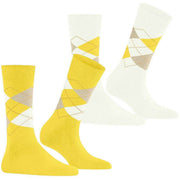 Lot de 2 paires de chaussettes Burlington Everyday Argyle - Jaune soleil