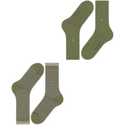 Lot de 2 paires de chaussettes Burlington Everyday Stripe Mix - Salvia Green