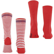 Lot de 2 paires de chaussettes Burlington Everyday Stripe Mix - Rouge Tulipe