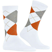 Chaussettes Burlington Rib Court - Blanc/Orange