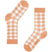 Chaussettes Burlington Vichy - Orange Pêche