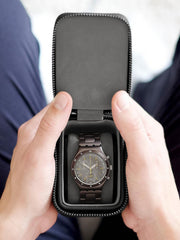 Mini boîte à montres de voyage zippée Stackers - Noir