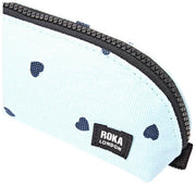 Petite pochette en toile de coton Roka Tate - Imprimé coeur bleu