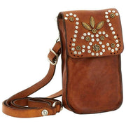 Sac Porte-Téléphone Campomaggi Siena Stud - Cognac Tan