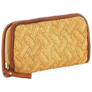 Portefeuille en cuir de paille Campomaggi Veracruz - Beige naturel/bronzage cognac