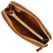 Portefeuille en cuir de paille Campomaggi Veracruz - Beige naturel/bronzage cognac