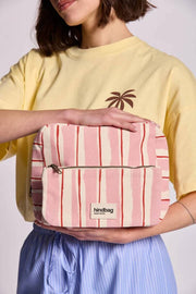 Trousse de Toilette Extra Large Hindbag Alix - Rayures Rose/Rouge