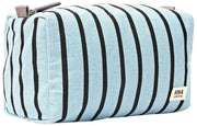 Roka Mayfair Petite trousse de toilette en toile de coton - Rayure bleue
