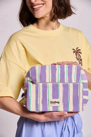 Hindbag Alix Trousse de Toilette Extra Large - Vert/Rayures Parme