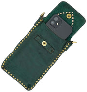 Campomaggi Portacellulaire Stud Support Pour Téléphone Sac - Vert Bouteille/Rouge
