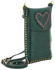 Campomaggi Portacellulaire Stud Support Pour Téléphone Sac - Vert Bouteille/Rouge
